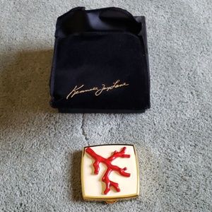 NIB Kenneth Jay Lane coral design compact w/mirror